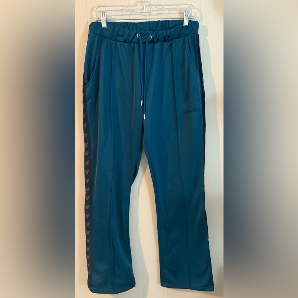 Disney Boohoo ManTeal Joggers Track Pants with Mickey Heads, Size L